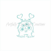 four eyed monsters Drawn with Character - Four Eyed Fuzzy Monster Stencil