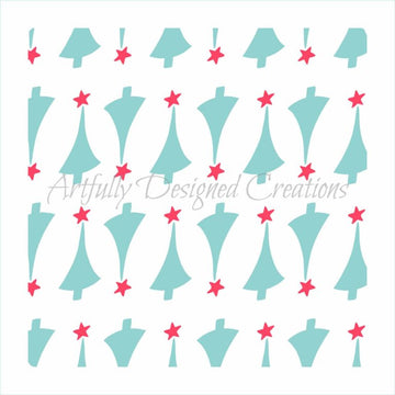 Retro Christmas Tree Background 2 Part Stencil Background