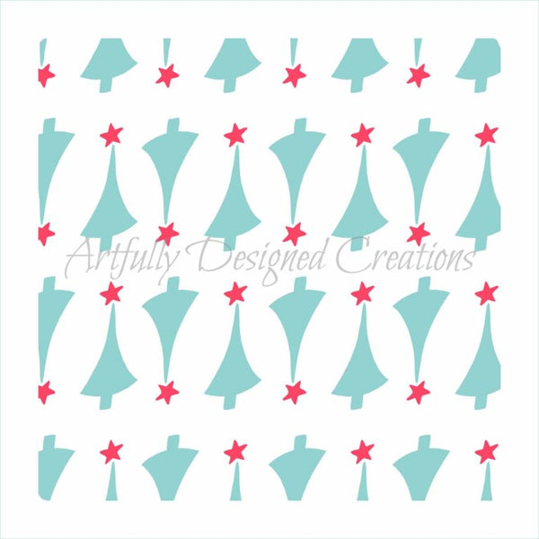 Retro Christmas Tree Background 2 Part Stencil Background