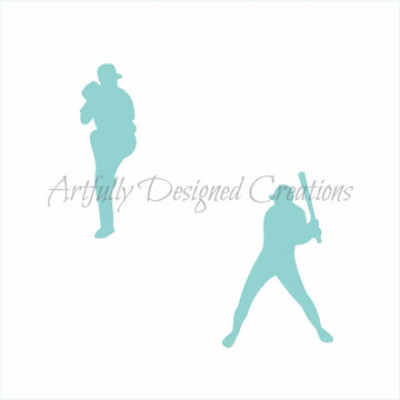 Baseball Players Silhouette Stencil