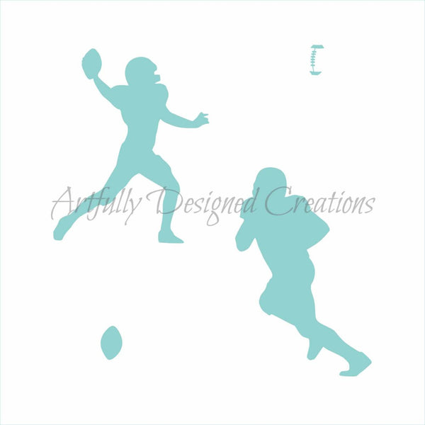 Football Players Silhouette Stencil