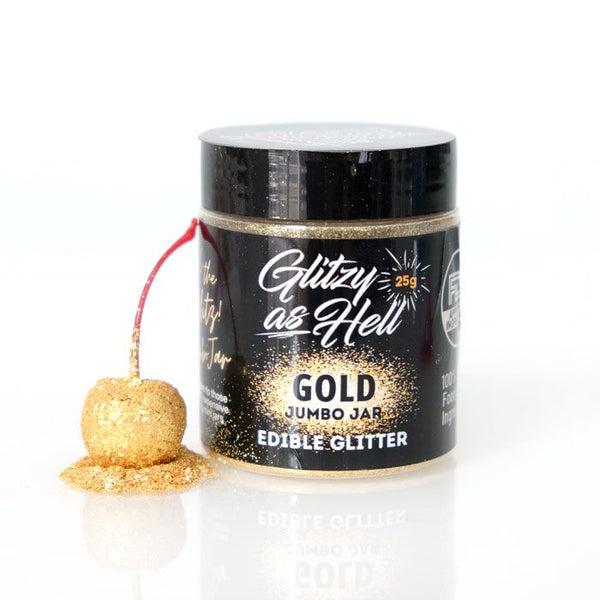 Gold Glitzy as Hell Edible Glitter by Evil Cake Genius - HUGE 25gm
