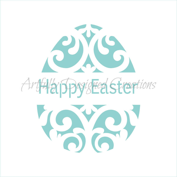 Happy Easter Damask Egg Stencil