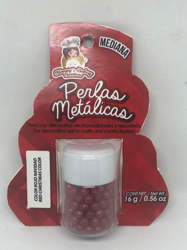 Metallic Pearls "Perlas Metalicas" Medium 4mm 16 gm - Christmas Red