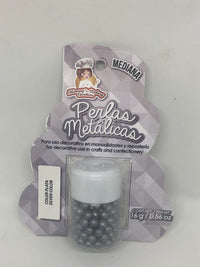 Metallic Pearls "Perlas Metalicas" Medium 4mm 16 gm - Silver