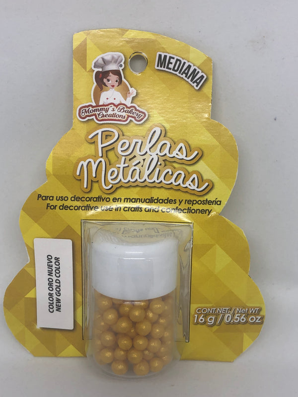 Metallic Pearls "Perlas Metalicas" Medium 4mm 16 gm - New Gold