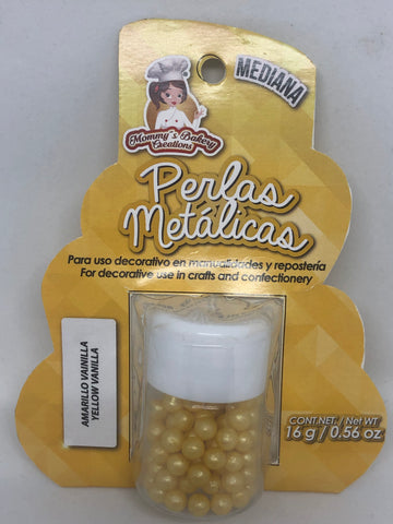 Metallic Pearls "Perlas Metalicas" Medium 4mm 16 gm - Vanilla Yellow