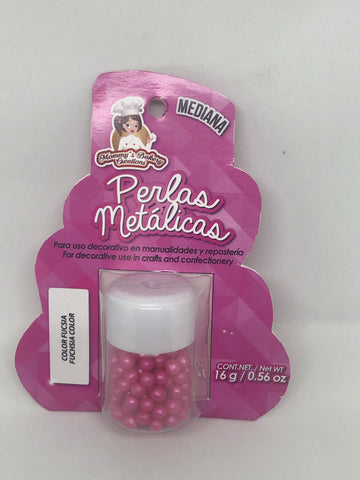 Metallic Pearls "Perlas Metalicas" Medium 4mm 16 gm - Fuschia