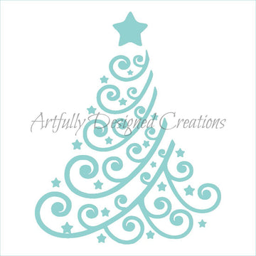 Swirly Christmas Tree Stencil 2