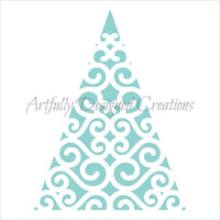 Swirly Lace Christmas Tree Stencil