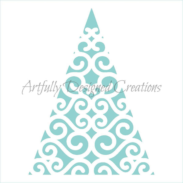 Swirly Lace Christmas Tree Stencil