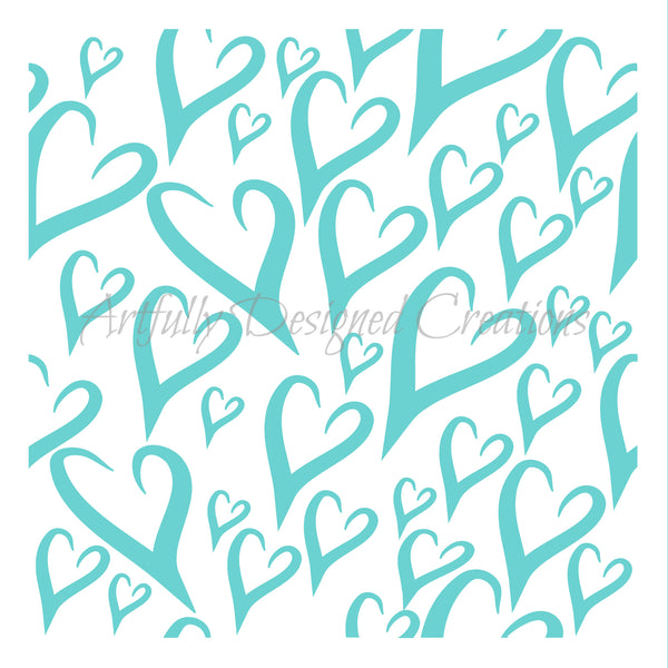 Wonky Hearts Outline BG Stencil